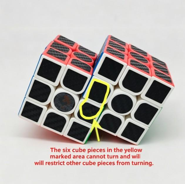 (image for) CubeTwist Carbon Fiber Siamese Cube, 2‑in‑3 & 2‑in‑6 Rotation‑Limited Connected Puzzle