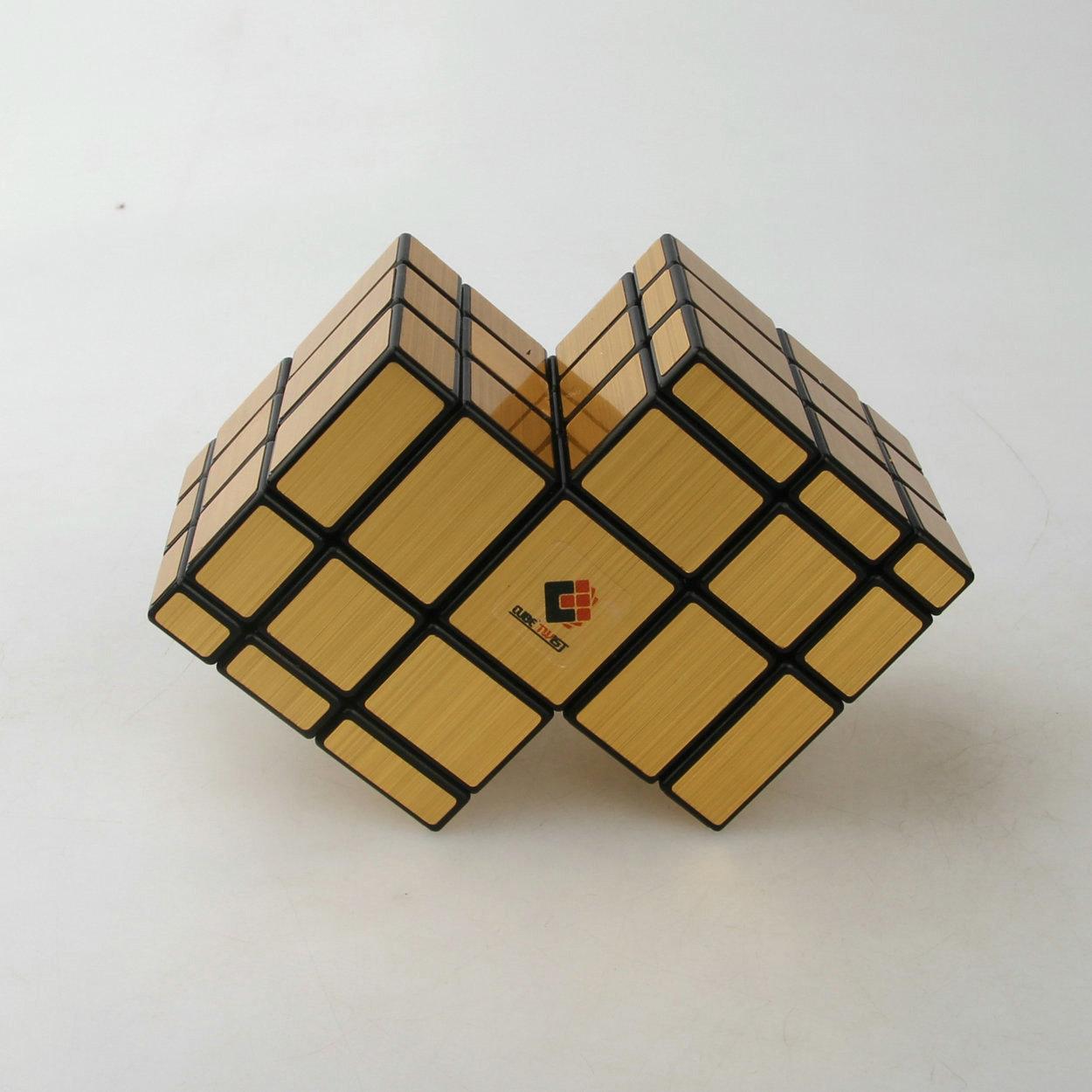CubeTwist 2‑3 Siamese Mirror Cube, Black Base with Gold Stickers, Restricted‑Rotation Connected Twisty Puzzle (image for) CubeTwist 2‑3 Siamese Mirror Cube, Black Base with Gold Stickers, Restricted‑Rotation Connected Twisty Puzzle