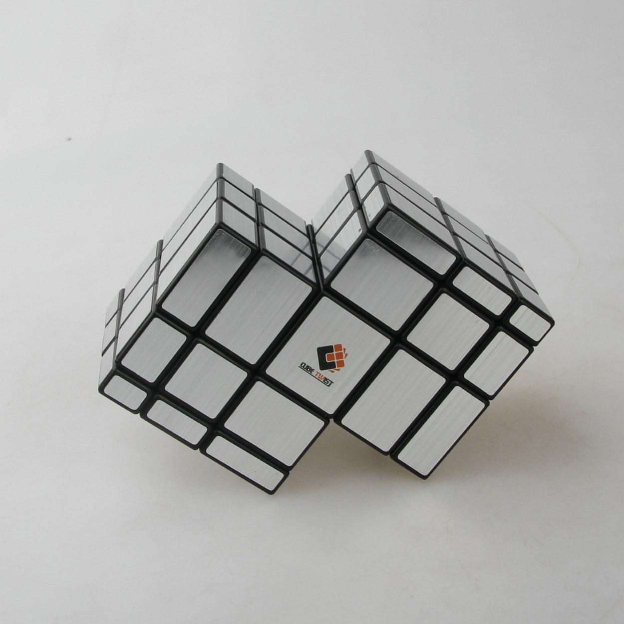 (image for) CubeTwist Mirror Siamese 2‑3 Cube, Black Base Mirror Connected Bandaged Twisty Puzzle