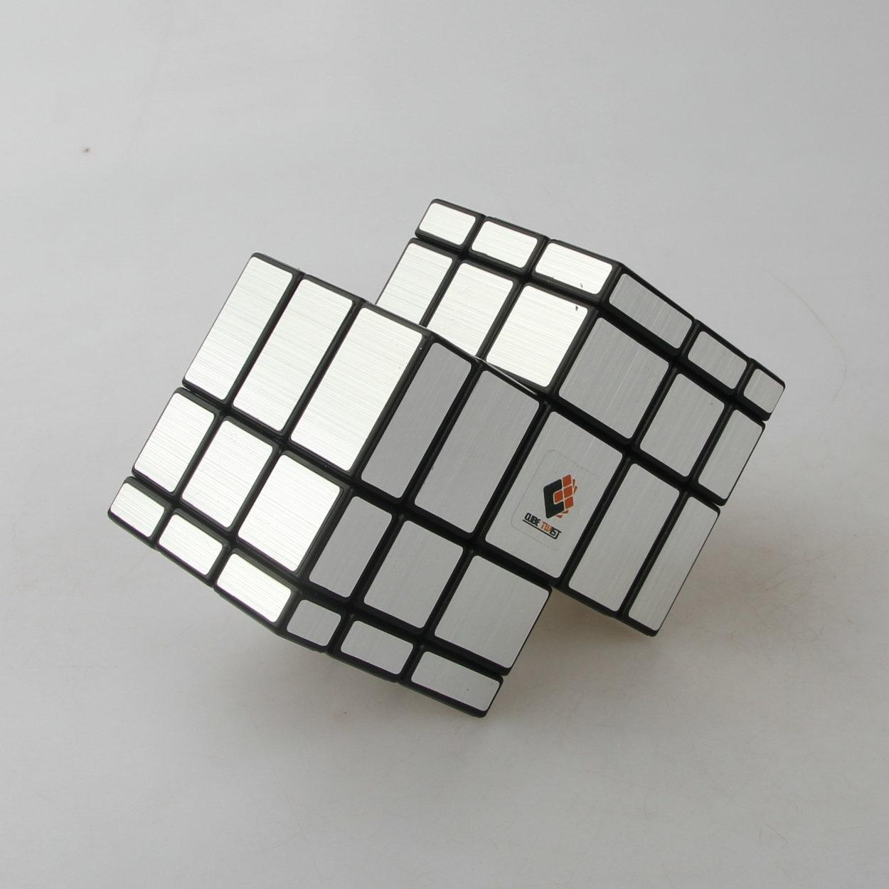 (image for) CubeTwist Mirror Siamese 2‑3 Cube, Black Base Mirror Connected Bandaged Twisty Puzzle