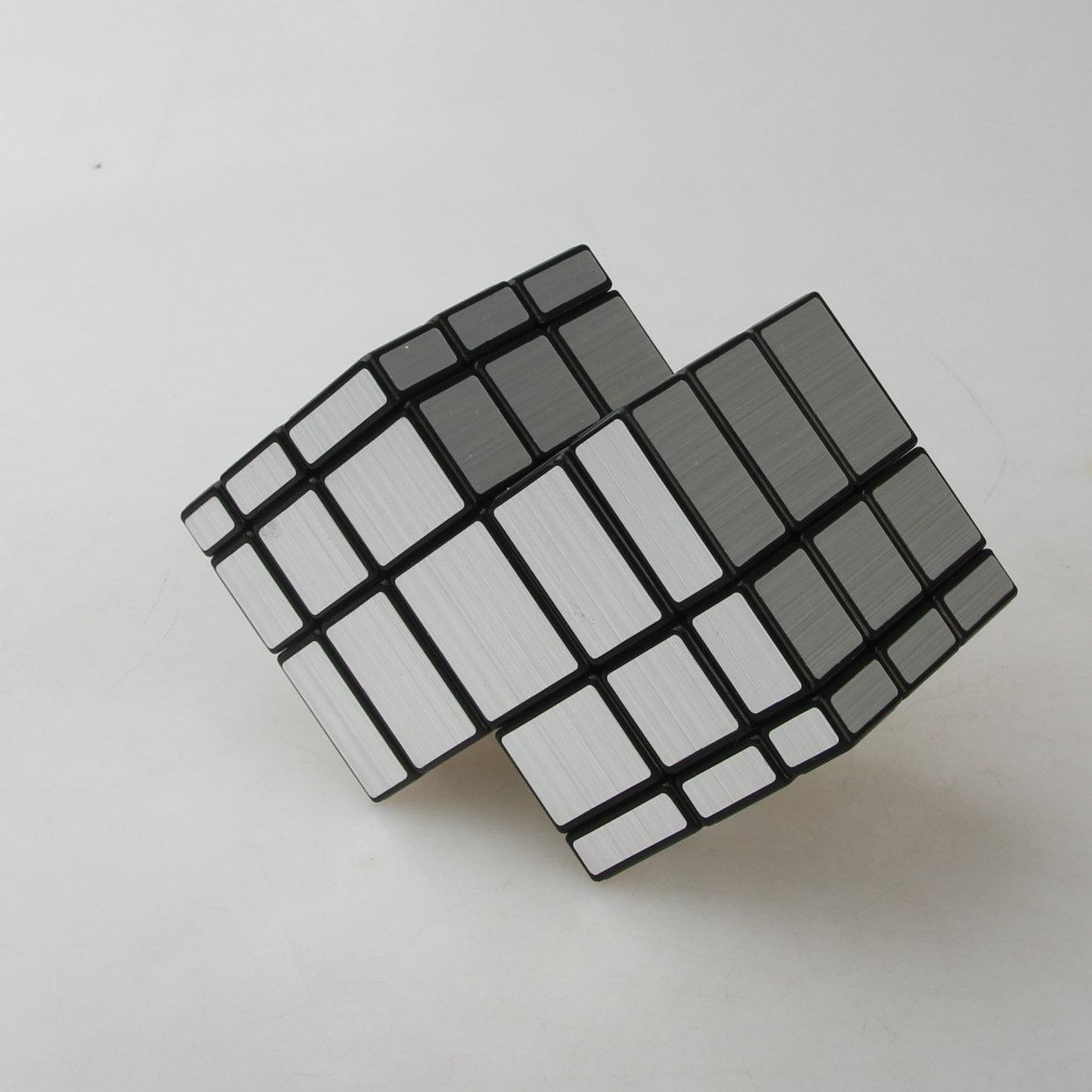 (image for) CubeTwist Mirror Siamese 2‑3 Cube, Black Base Mirror Connected Bandaged Twisty Puzzle