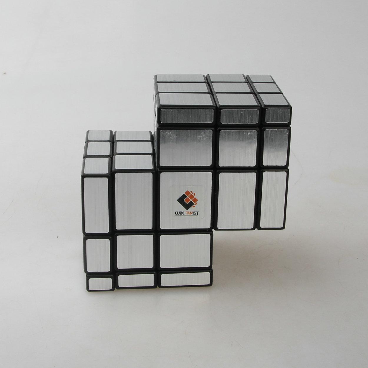 (image for) CubeTwist Mirror Siamese 2‑3 Cube, Black Base Mirror Connected Bandaged Twisty Puzzle