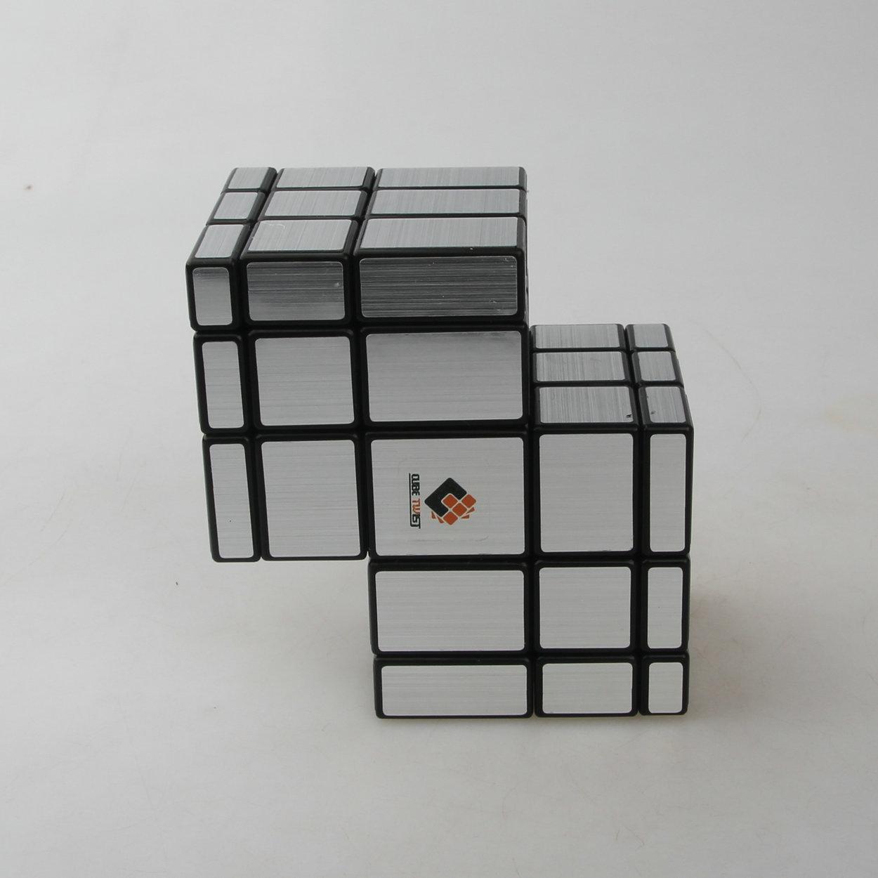 (image for) CubeTwist Mirror Siamese 2‑3 Cube, Black Base Mirror Connected Bandaged Twisty Puzzle