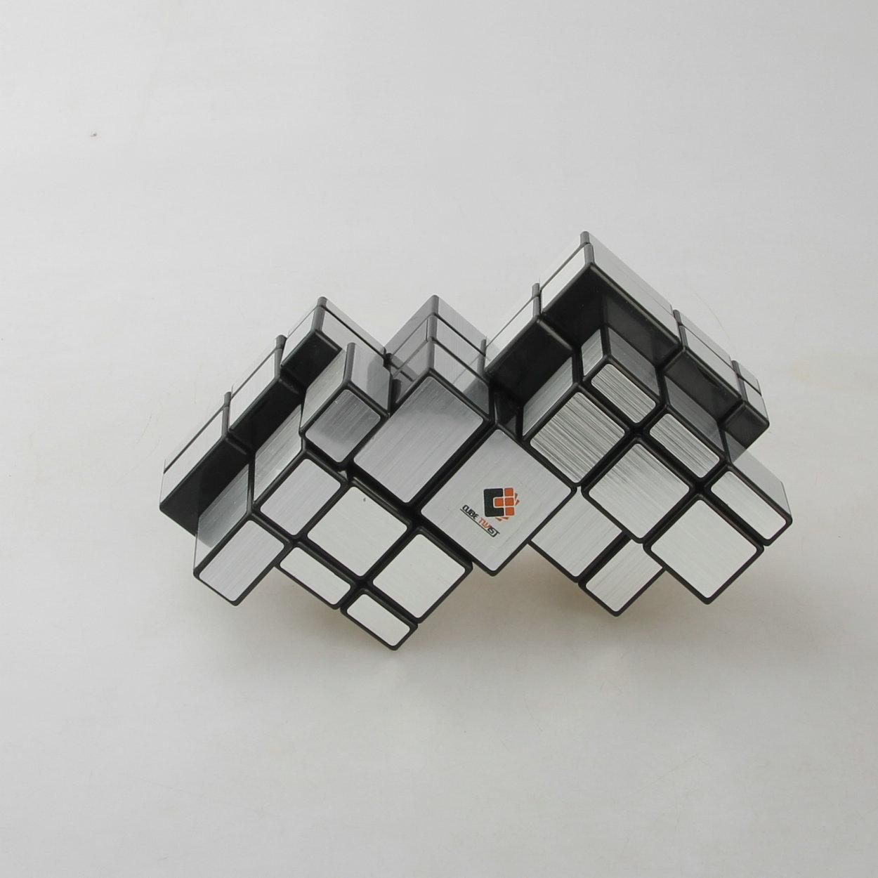 (image for) CubeTwist Mirror Siamese 2‑3 Cube, Black Base Mirror Connected Bandaged Twisty Puzzle