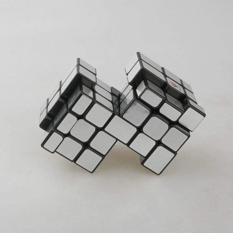 (image for) CubeTwist Unequal Distance 2‑3 Siamese Mirror Cube, Connected 3x3 Twisty Puzzle, Restricted‑Rotation Mod