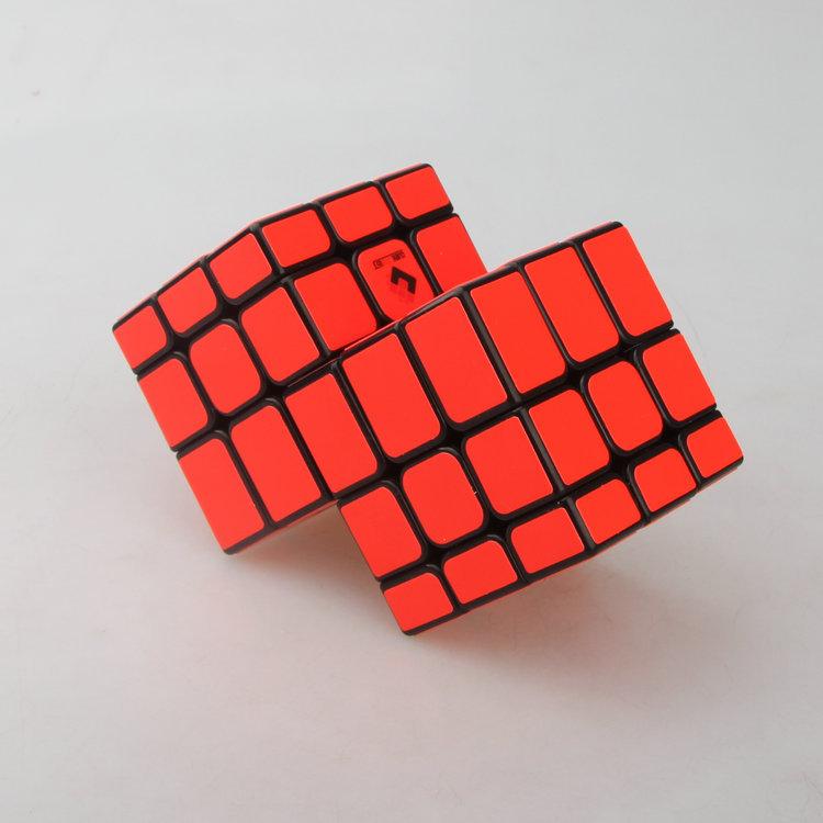 (image for) CubeTwist Unequal Mirror 2‑in‑3 Siamese Cube, Fluorescent Orange Stickers