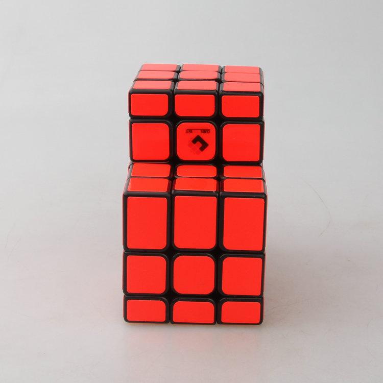 (image for) CubeTwist Unequal Mirror 2‑in‑3 Siamese Cube, Fluorescent Orange Stickers