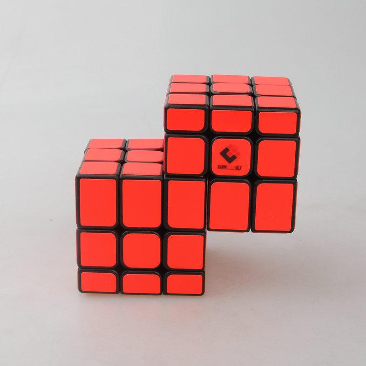 (image for) CubeTwist Unequal Mirror 2‑in‑3 Siamese Cube, Fluorescent Orange Stickers
