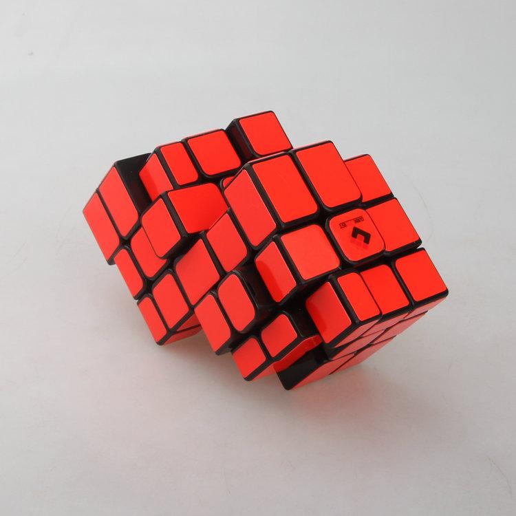 (image for) CubeTwist Unequal Mirror 2‑in‑3 Siamese Cube, Fluorescent Orange Stickers