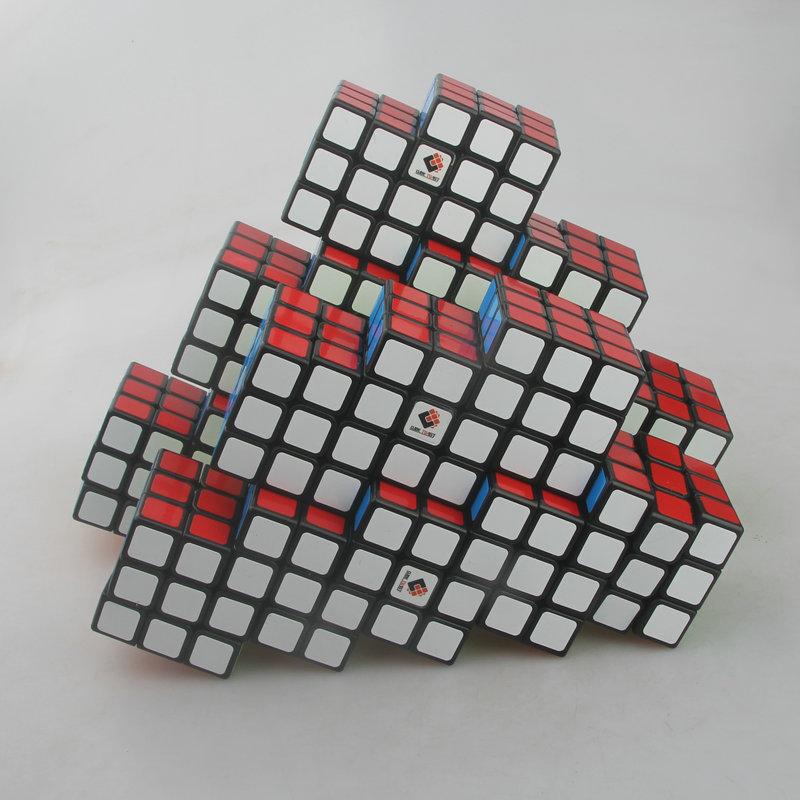 (image for) CubeTwist Siamese 3x3 Cube Series, 2‑6 / 3‑6 / 4‑6 / 5‑6 / 6‑6 Connected Bandaged Puzzle, Black Body Restricted Rotation Mod