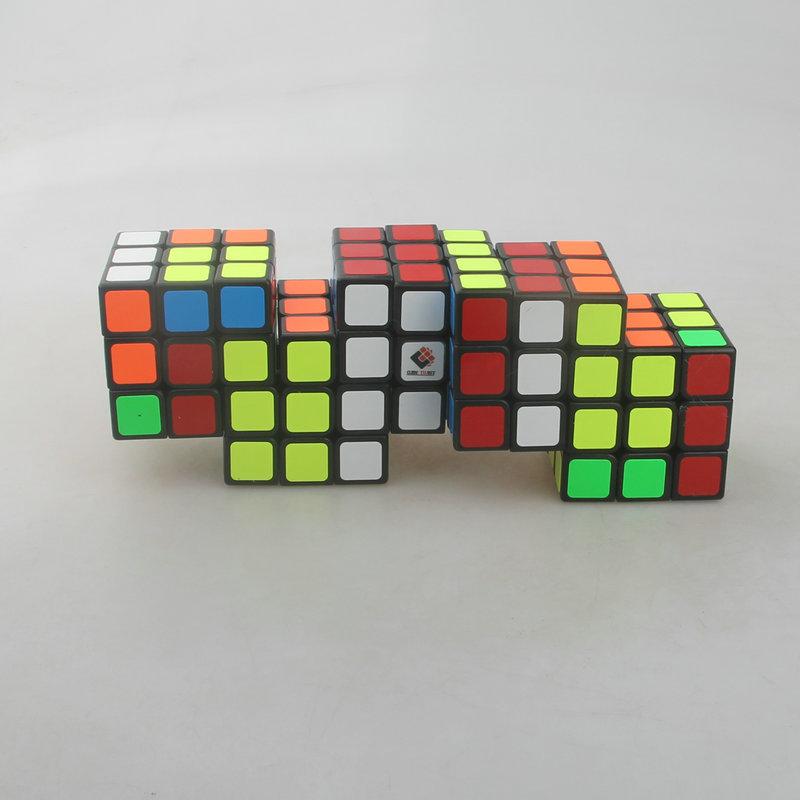 (image for) CubeTwist Siamese 3x3 Cube Series, 2‑6 / 3‑6 / 4‑6 / 5‑6 / 6‑6 Connected Bandaged Puzzle, Black Body Restricted Rotation Mod