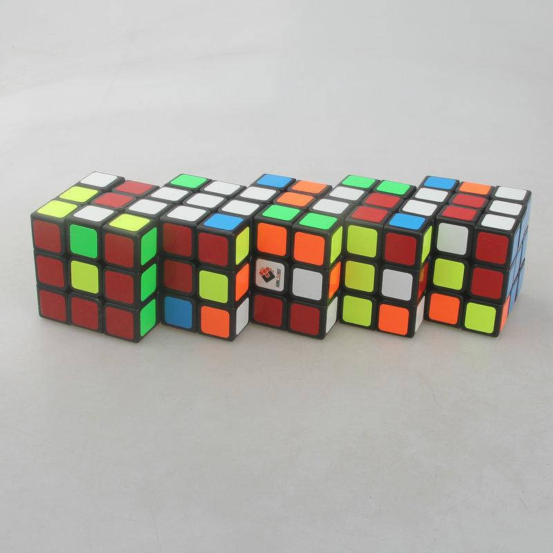 (image for) CubeTwist Siamese 3x3 Cube Series, 2‑6 / 3‑6 / 4‑6 / 5‑6 / 6‑6 Connected Bandaged Puzzle, Black Body Restricted Rotation Mod