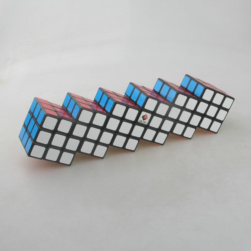 (image for) CubeTwist Siamese 3x3 Cube Series, 2‑6 / 3‑6 / 4‑6 / 5‑6 / 6‑6 Connected Bandaged Puzzle, Black Body Restricted Rotation Mod