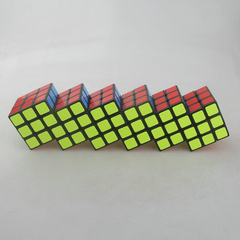 (image for) CubeTwist Siamese 3x3 Cube Series, 2‑6 / 3‑6 / 4‑6 / 5‑6 / 6‑6 Connected Bandaged Puzzle, Black Body Restricted Rotation Mod