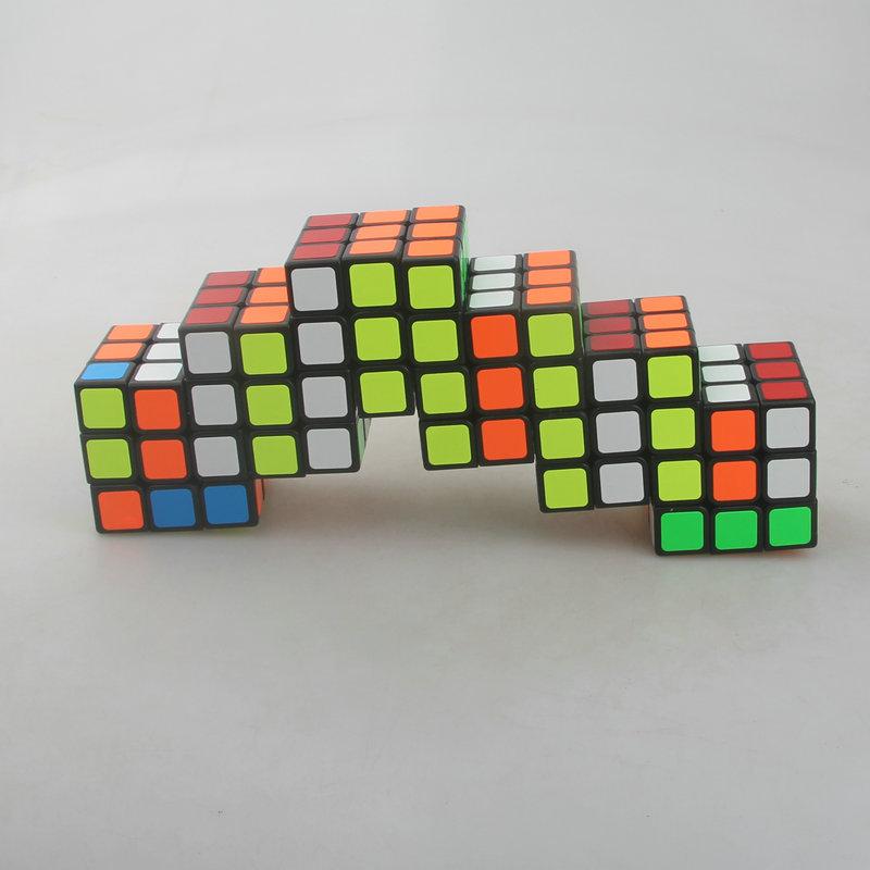 (image for) CubeTwist Siamese 3x3 Cube Series, 2‑6 / 3‑6 / 4‑6 / 5‑6 / 6‑6 Connected Bandaged Puzzle, Black Body Restricted Rotation Mod