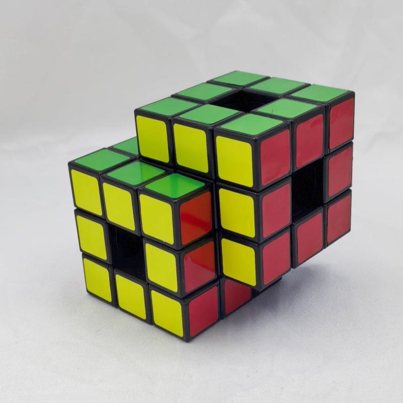(image for) CubeTwist Hollow 3x3 Siamese Cube, 2-in-1 Linked Restricted Rotation Conjoined Magic Cube, Irregular Modified Puzzle Toy