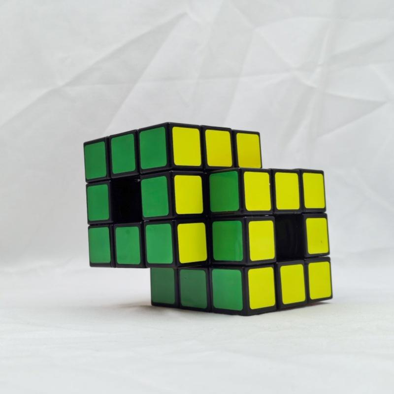 (image for) CubeTwist Hollow 3x3 Siamese Cube, 2-in-1 Linked Restricted Rotation Conjoined Magic Cube, Irregular Modified Puzzle Toy