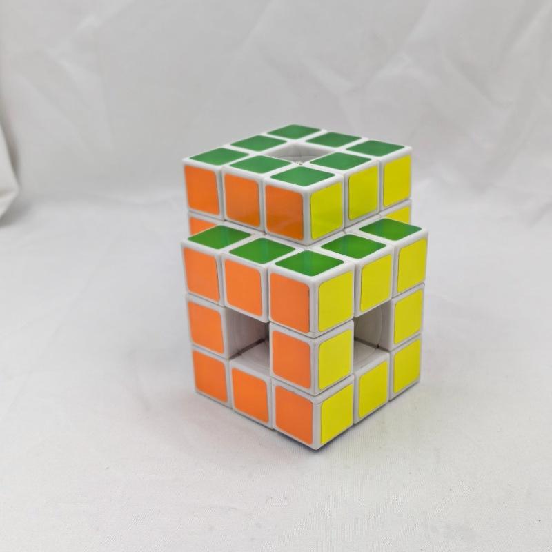 (image for) CubeTwist Hollow 3x3 Siamese Cube, 2-in-1 Linked Restricted Rotation Conjoined Magic Cube, Irregular Modified Puzzle Toy