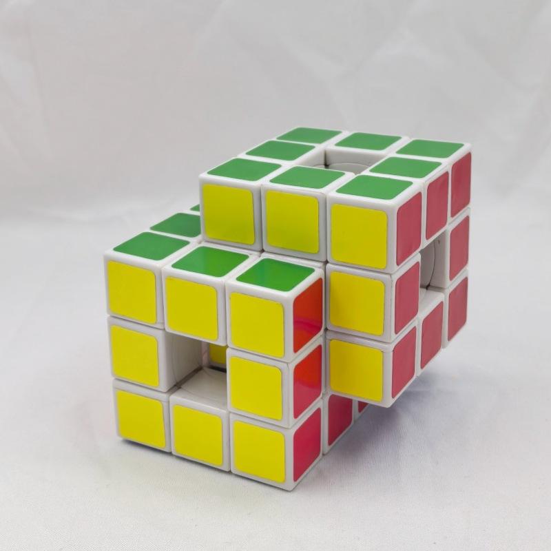 (image for) CubeTwist Hollow 3x3 Siamese Cube, 2-in-1 Linked Restricted Rotation Conjoined Magic Cube, Irregular Modified Puzzle Toy