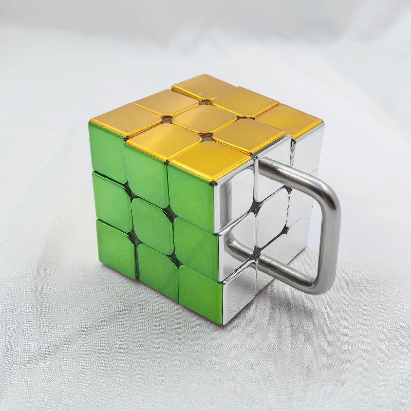 (image for) CubeTwist Handlebar Bandaged Cube, Single‑Bridge Bandaged 3x3 Puzzle Cube, Metallic Color Version
